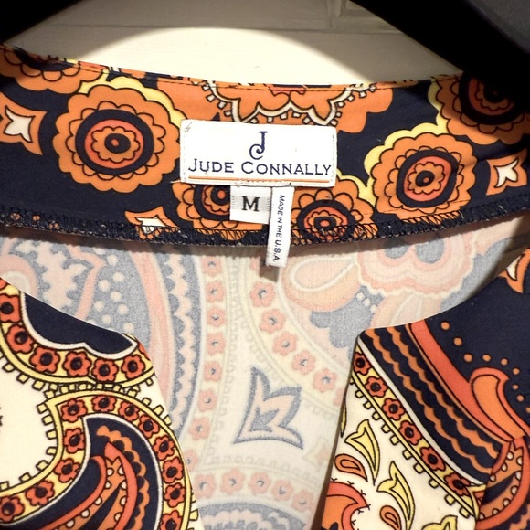 Jude Connally EUC Size M Brown Orange & Cream Paisley Design Tunic Dress (0662) - Picture 5 of 9